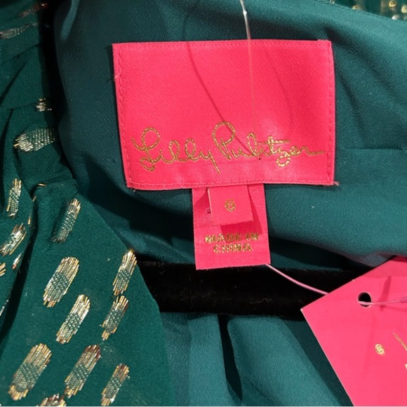 Lilly Pulitzer Emerald and Gold Long Sleeve Dress - Picture 8 of 9